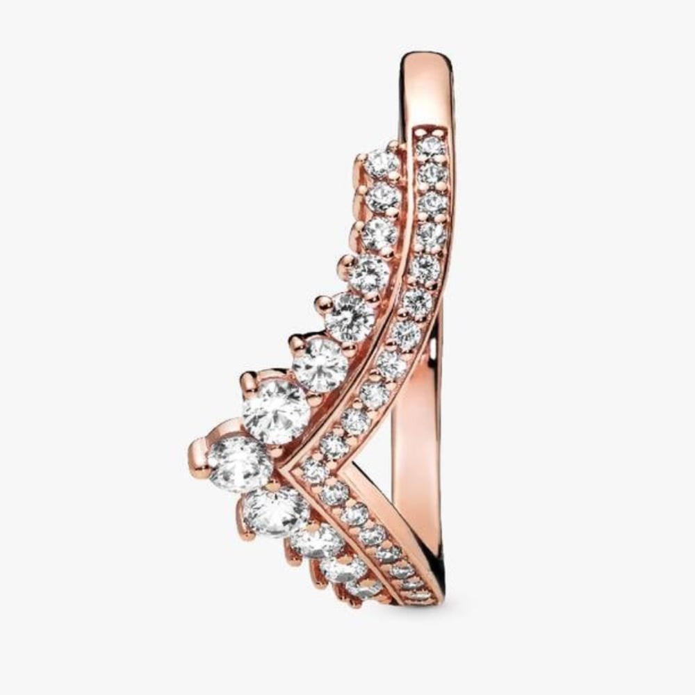 Pandora Princess Wishbone Ring 14k Rose Gold Plating - Picture 3 of 7